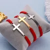 Hip Hop Edelstahl Kreuz Geflochtenes Armband Für Frauen Männer Rot Schwarz Einfache Paar
