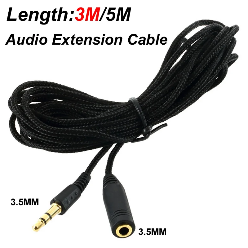 5 m/3 m/cavo di prolunga per cuffie jack da 3,5 mm maschio a femmina cavo AUX da 3,5 mm cavo di prolunga audio stereo auricolare altoparlante telefono