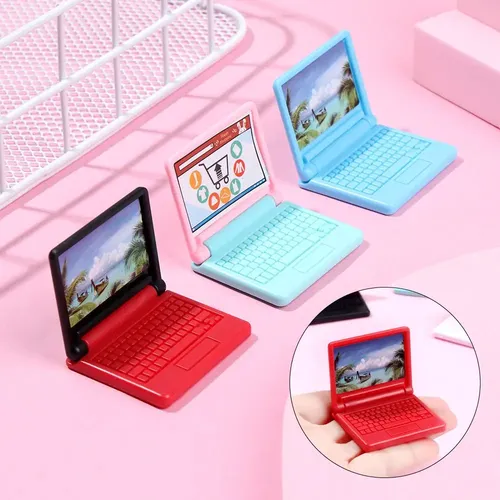 Mini Laptop Puppe Zubehör Kunststoff zusammen klappbaren Computer Kinder Spielzeug Möbel Puppenhaus