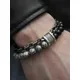 1 Paar Punk Black Perlen mit Naturstein Perlenkette Doppels chicht Armbänder Herrenmode Single