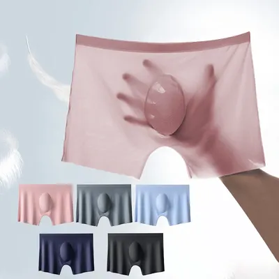 Herren Boxershorts Eis Seide Männer Höschen Nahtlose Sexy Unterwäsche Mann Unterhose Höschen Image