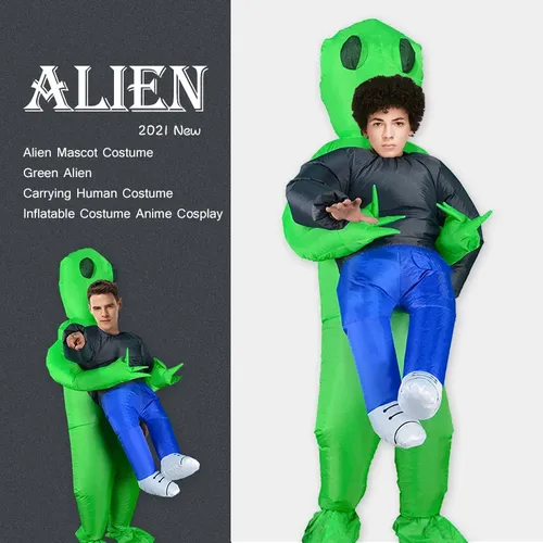 Alien Maskottchen Kostüm Grün Alien Durchführung Menschen Adult Aufblasbare Kostüm Anime Cosplay Für