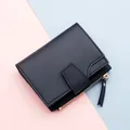 Portafoglio donna nero blu/rosa borsa corta femminile 15 bit + 2 portafoglio porta carte di credito