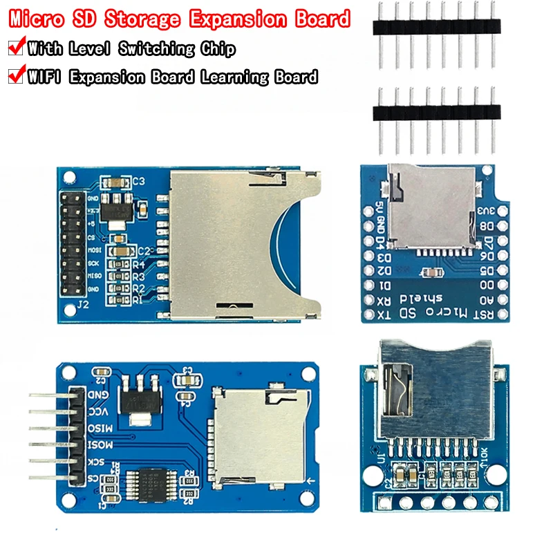 Micro SD Speichererweiterungsplatine D1 Mini TF-Kartenmodul Mini Micro SD TF-Karte Memory Shield Modul mit Pins für Arduino ARM AVR Image