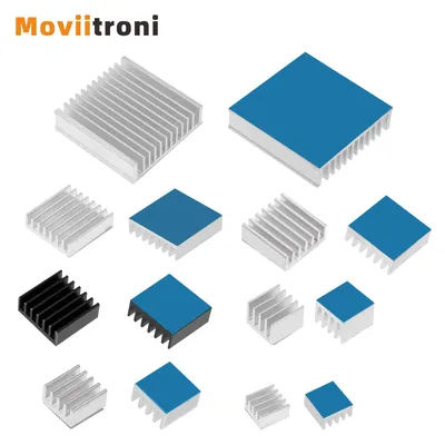 1/10 Stück Aluminium-Kühlkörper Multiscale-Kühlkörper Kühlerkühlung für elektronischen Chip IC Raspberry Pi mit wärmeleitendem Band Image