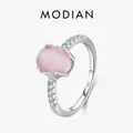 Modian 925 Sterling Silber romantische rosa ovale Opal Fingerring für Frauen Mädchen Charme Party