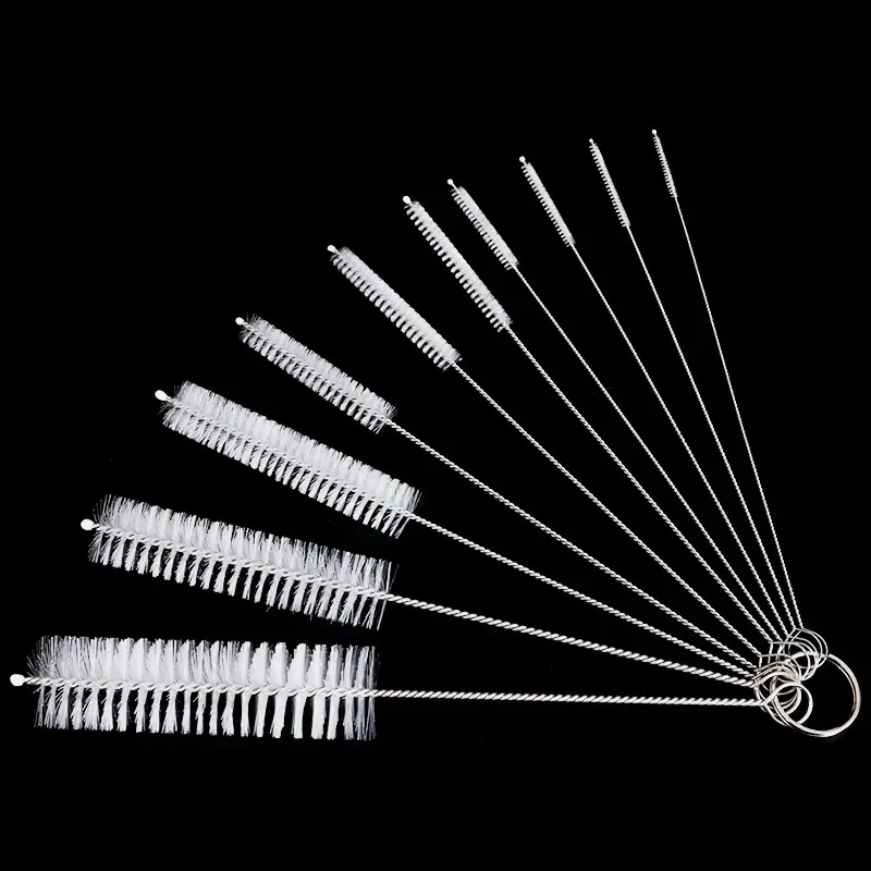 10 teile/satz Edelstahl Weiche Haar Pinsel Pipette Reagenzglas Baby Flasche Pinsel Multifunktionale Haushalts Reinigung Werkzeuge Set Image