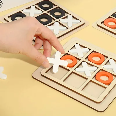 Holz Tic Tac Toe Spiel für Kinder Mini Brettspiel Xo Schach Brettspiel Familie Kinder Puzzlespiel