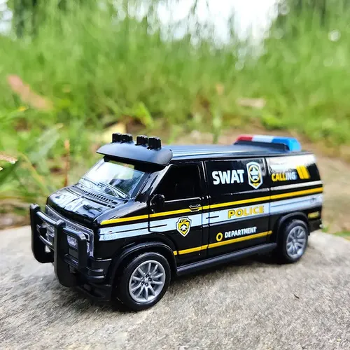 Van Polizeiauto Modell Simulation Legierung Spielzeug zurückziehen Auto