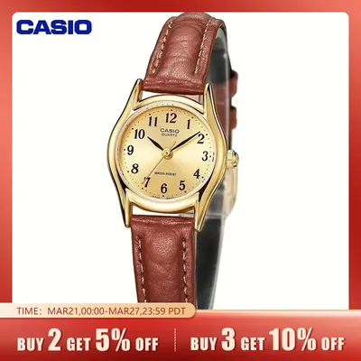 Casio LTP-1094Q Damen Uhr Schatzzeit einfache Gürtel einfache Karikatur Vintage Leder braun schwarz