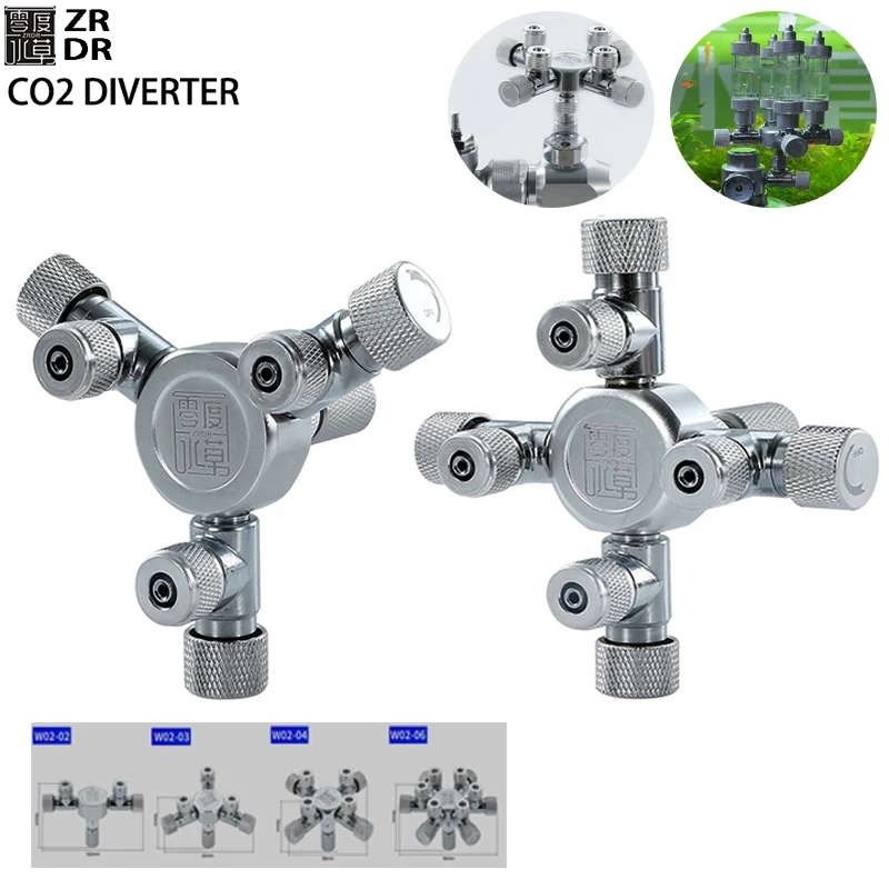 ZRDR Aquarium Mehrkanal CO2 Splitter Verteiler Metall Aquarium CO2 Regler Generator Zubehör CO2 Splitter 2-6 Kanal Image