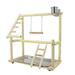 Whoamigo Bird Perch Playstand Ladder Swing Wood Stand Toy for Parrots Budgies Cage Accessories with Stainless Steel Feeding Cups