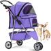 Pet Stroller Jogger Cat Dog Cage 3 Wheels Stroller Travel Folding Carrier Strolling Cart with Cup Holders and Removable Liner 35Lbs Capacity Large Doggie Stroller for Small-Medium Dogs Cats - Purple