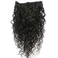 Doren Deep Curly Clip In Human Hair Extensions for Women 8Pcs 20Clips 120g 8A Virgin Remy Brazilian Wavy Curly Hair Natural Color 16 Inches