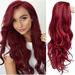 NRUDPQV wigs human hair Wig Long Curly Hair Big Wine Red Medium Temperament Wig Headgear lace front wigs Red