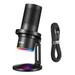 EM68X Desktop Condenser Microphone USB Mic with RGB 4 Pickup Patterns APP Smart Control Mute Real-time Monitoring USB Plug-and-Play with Shock Mount for Online Live Streaming