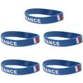 5PCS National Flag Printing Bracelet Eco-friendly Silicone Bracelet Country Flag Wristband Fashion Sports Bracelet for Women Men (France Capital and Small Letter Random Assorted Color)