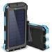 30000mAh Solar Charger for Cell Phone iPhone Portable Solar Power Bank with Dual 5V USB Ports 2 Led Light Flashlight Compass Battery Pack for Outdoor Camping Hiking(Blue)