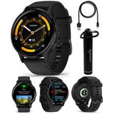 Garmin Venu 3 Slate Stainless Steel Bezel with Black Case and Silicone Band 45 mm Smartwatch with PowerBank