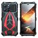 Allytech Rugged Metal Case for iPhone 15 Pro with Tempered Glass Screen Protector Military Grade Dropproof Protective Shell Heavy Duty Alloy Aluminum Back Cover Case - Red+Black