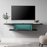 xrboomlife Floating TV Stand Wall Mounted with 16-Color LED Light Floating TV Media Console for Under TV for Living Room Rustic Brown