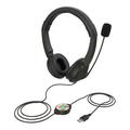 Carevas Noise Cancelling USB Wired Headset with Control Speaker Mic Mute Adjustable Headband On Ear Computer Headphone for Call Center