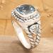 Fantastic Heaven,'Sterling Silver Cocktail Ring with Three Blue Topaz Stones'