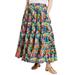 Plus Size Women's Tiered Midi Skirt by June+Vie in Multi Tropical Leaves (Size 24 W)