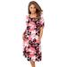 Plus Size Women's A-Line Jersey Dress by Jessica London in Tea Rose Graphic Floral (Size 30/32)