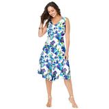 Plus Size Women's Floral Print Dress by Jessica London in Dark Sapphire Watercolor Floral (Size 20 W)