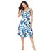 Plus Size Women's Floral Print Dress by Jessica London in Dark Sapphire Watercolor Floral (Size 32 W)