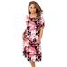 Plus Size Women's Stretch Knit A-Line Dress by Jessica London in Tea Rose Graphic Floral (Size 22/24)