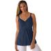 Plus Size Women's Shirred Tank by Jessica London in Navy (Size 12)