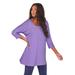 Plus Size Women's Three-Quarter Sleeve Embellished Tunic by Roaman's in Lavender Rhinestone (Size 26/28) Long Shirt