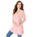 Plus Size Women's Three-Quarter Sleeve Embellished Tunic by Roaman's in Soft Blush Rhinestone (Size 26/28) Long Shirt