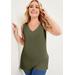 Plus Size Women's V-Neck One + Only Tank Top by June+Vie in Dark Olive Green (Size 30/32)