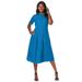 Plus Size Women's Eyelet Shirt Dress by Jessica London in Pool Blue (Size 12 W)