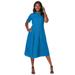 Plus Size Women's Eyelet Shirt Dress by Jessica London in Pool Blue (Size 26 W)