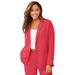 Plus Size Women's Linen Blazer by Jessica London in Bright Red (Size 12 W) Jacket