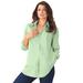 Plus Size Women's Long-Sleeve Kate Big Shirt by Roaman's in Green Mint (Size 20 W) Button Down Shirt Blouse