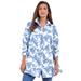 Plus Size Women's Kate Tunic Big Shirt by Roaman's in Blue Paisley (Size 42 W) Button Down Tunic Shirt