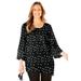 Plus Size Women's Art-To-Wear Blouse by Catherines in Black Multi Dot (Size 2X)