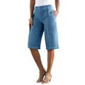 Plus Size Women's Complete Cotton Bermuda Short by Roaman's in Light Stonewash (Size 24 W) Shorts
