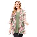 Plus Size Women's Seasonless Cascade Kimono by Catherines in White Etched Floral (Size 4X)