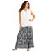 Plus Size Women's Ultrasmooth® Fabric Maxi Skirt by Roaman's in Black Floral Border (Size 42/44) Stretch Jersey Long Length