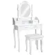 Tectake Dressing Table With Mirror And Stool In An Antique Look - Chest Of Drawers Dressing Table Mirror - White