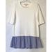 Michael Kors Sweaters | Michael Kors Sweater Womens M Multicolor Ruffle Stripe Shirt Hem Short Sleeve | Color: Blue/White | Size: M