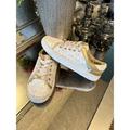 Michael Kors Shoes | Michael Kors Girls Youth Sneakers Size 1 Shoes White Gold Mk Logo | Color: Gold/White | Size: 1bb