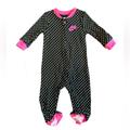 Nike Pajamas | Nwt Baby Girl Nike Pajamas Zip Up Black White Pink Footed 6 Months | Color: Black/Pink/White | Size: 6mb