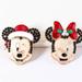 Disney Jewelry | Disney Minnie And Mickey Mouse Holiday Christmas Earrings | Color: Black/Red | Size: Os